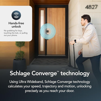 Schlage Sense Pro UWB Smart Deadbolt Lock, Hands-Free Unlock, Matte Black