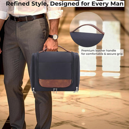Ralnitote Toiletry Bag for Men, Large Hanging Travel Toiletry Bag, Black Shower & Hygiene Bag with Hook, Multiple Compartments for Shaving, Grooming & Bathroom Essentials, Ideal for Business & Trips