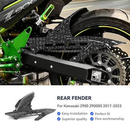 Rear Fender Mud Guard For Kawasaki Z900 2017-2023 (Carbon Fiber) ABS Plastic Rear Splash Protector, Blocks Mud & Water Splashes, Compatible With Kawasaki Z 900 2017-2023 Rear Wheel