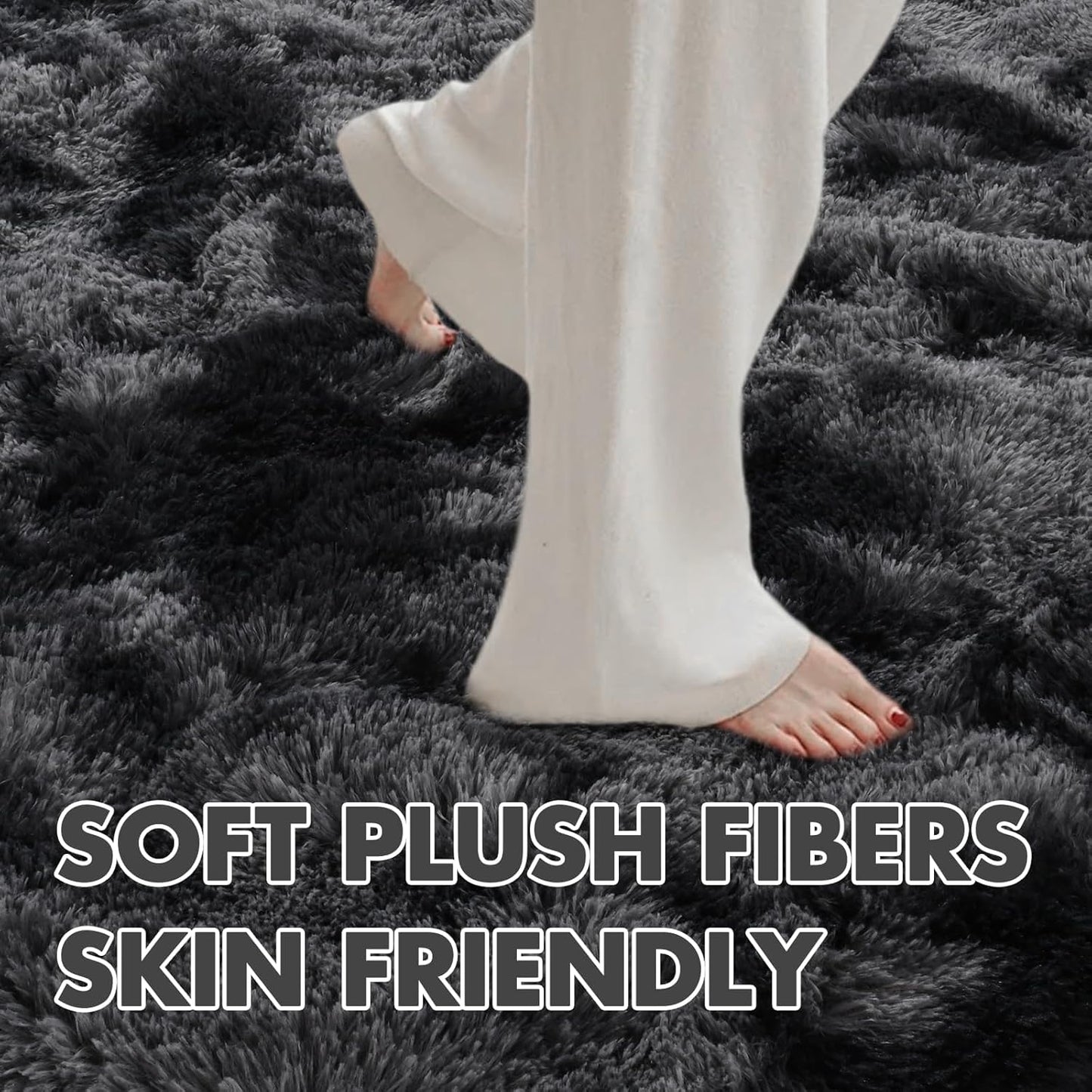 10x14 Ft Extra Large Shag Rugs for Living Room, Ultra Soft Fluffy Furry Area Rugs for Bedroom Indoor Floor, Aesthetic Carpet for Kids Home Decor (Dark Grey)