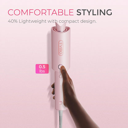 TYMO Automatic Rotating Curling Iron, TYMO CURLPRO Beach Waves Hair Curler 500 Million Ionic Curling Wand, Dual Voltage, Portable Lightweight for Travel, Ceramic Coating, 1 Inch, Pink
