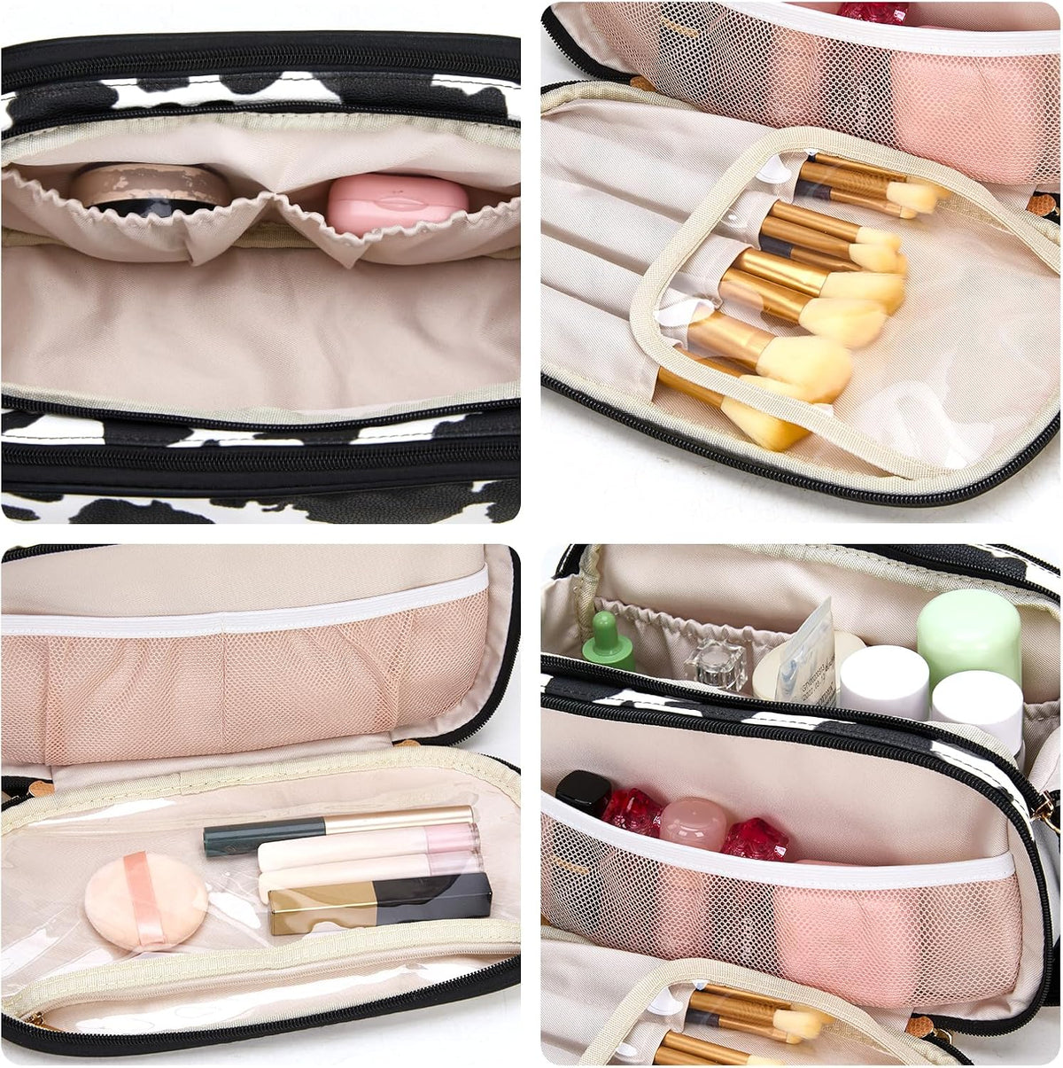Wrangler Large Makeup Bag Travel Toiletry Bag Portable Cosmetic Bag Cute Makeup Organizer with Handle and Multiple Pockets & Dividers for Women