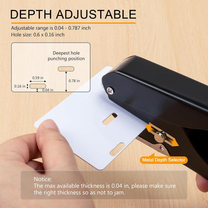 MyLifeUNIT Badge Hole Punch, Heavy-Duty Slot Puncher for ID Cards, PVC Cards & Paper, Manual Oval Slot Punch with Paper Scrap Collector