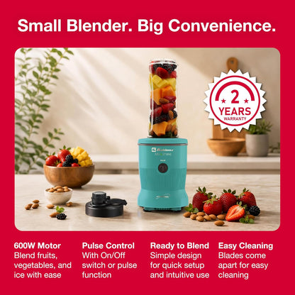 Koblenz MSKM-600 V Mix&Shake Personal Blender, Shakes 600W Portable Blender for Smoothies and Shakes, Pulse, BPA-Free To-Go Cup, Sealable Lid, Metal Coupling, Green, MSKM-600 V