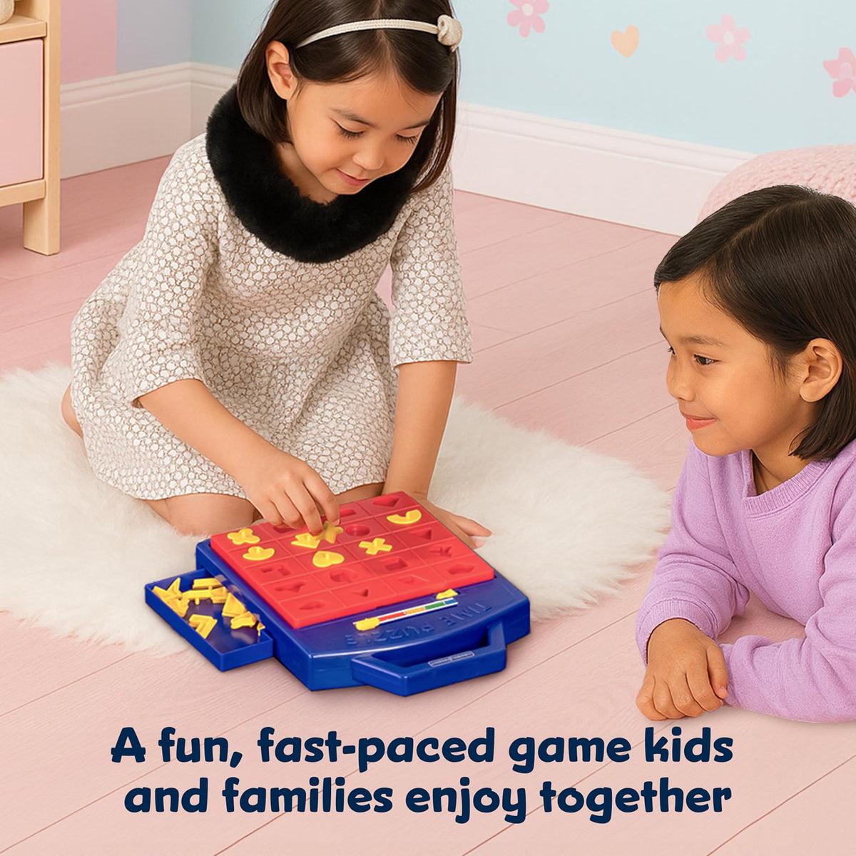 Winning Fingers Shape Toy Puzzle Game, Pop-Up Board Game with Shape Puzzles, 2-Player Matching & Concentration Game for Kids Ages 3+, Blue