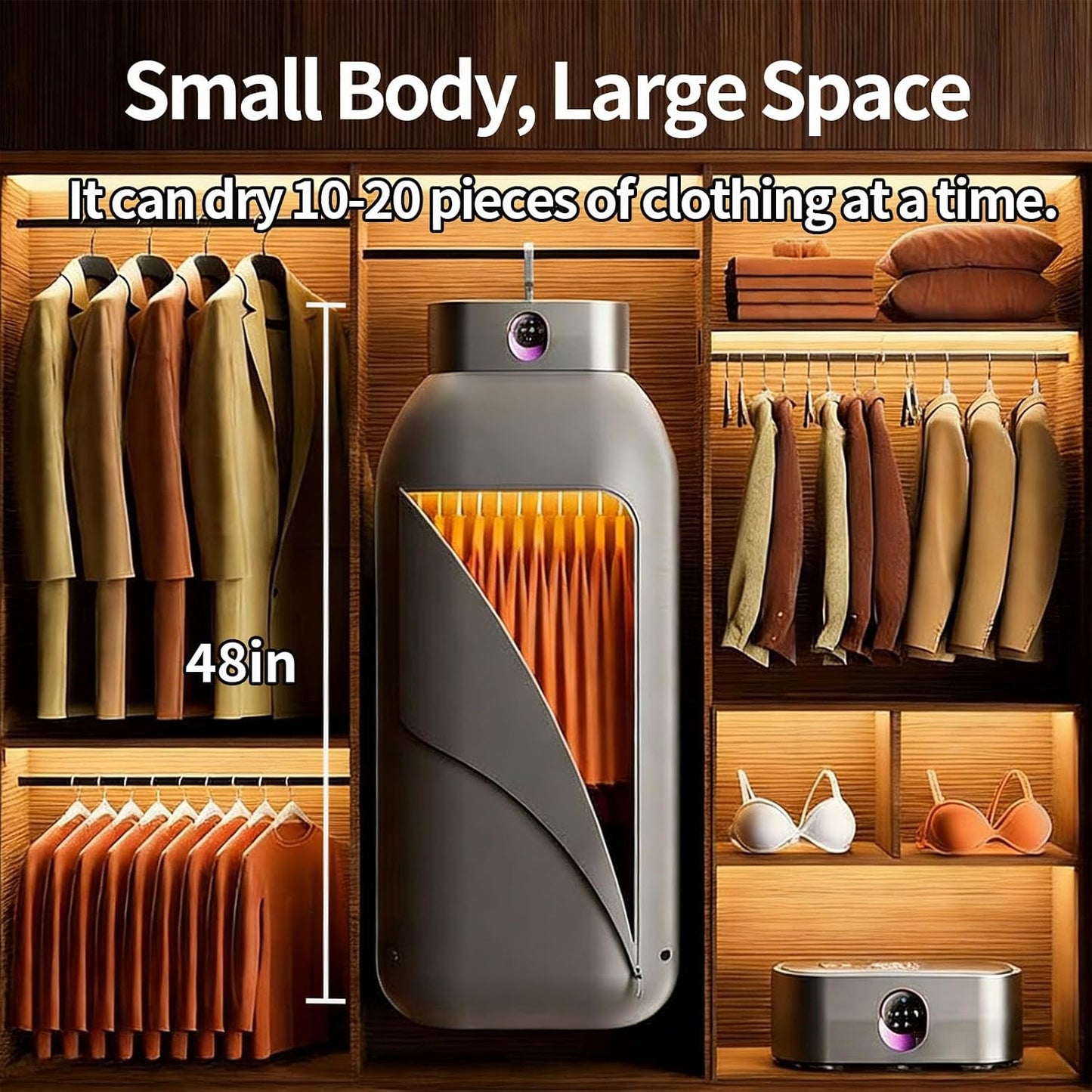 Portable Clothes Dryer, Mini Portable Dryer Machine with Remote Control and Dry Bag, 3 Modes, Time Setting, for Home, Travel, RV, Apartment, Bathroom and Small Spaces