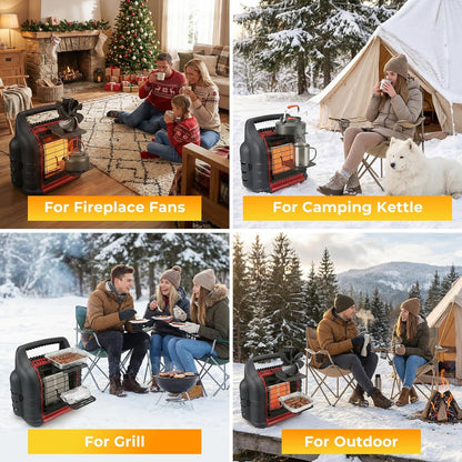 2-Tiered Wood Stove Fan Bracket, Cooker Plate Grill Attachment, Multi-Purpose Heater Bracket Compatible with Heater Fireplace Fan/Heated Stuff Shelf, Stand for Heater, Outdoor Heater Accessories