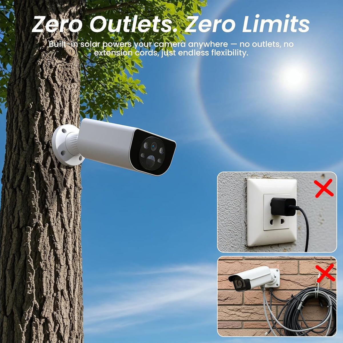 Cinnado S1 4-Pack Solar Security Cameras, 2K Wireless Outdoor Cameras with Integrated Solar Panels, AI Human Detection, 360° Motion Tracking, Two-Way Audio, Color Night Vision, 2.4GHz Wi-Fi