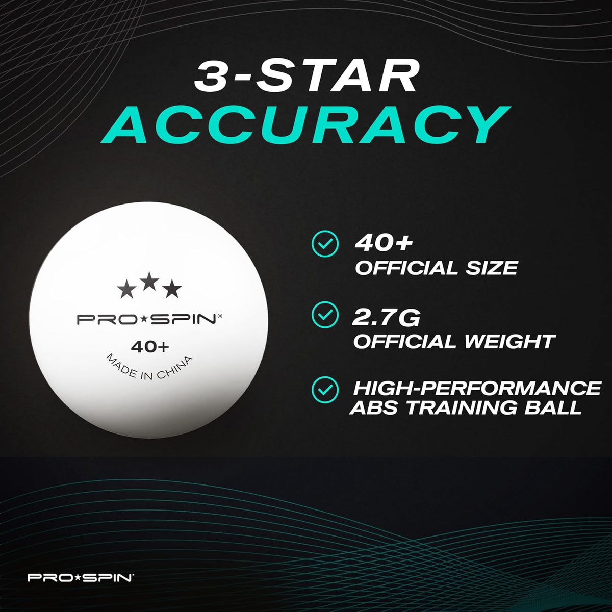PRO-SPIN Ping Pong Balls, 3-Star Premium White Table Tennis Balls, 40+ ABS Professional-Quality Training Balls, 60-Pack