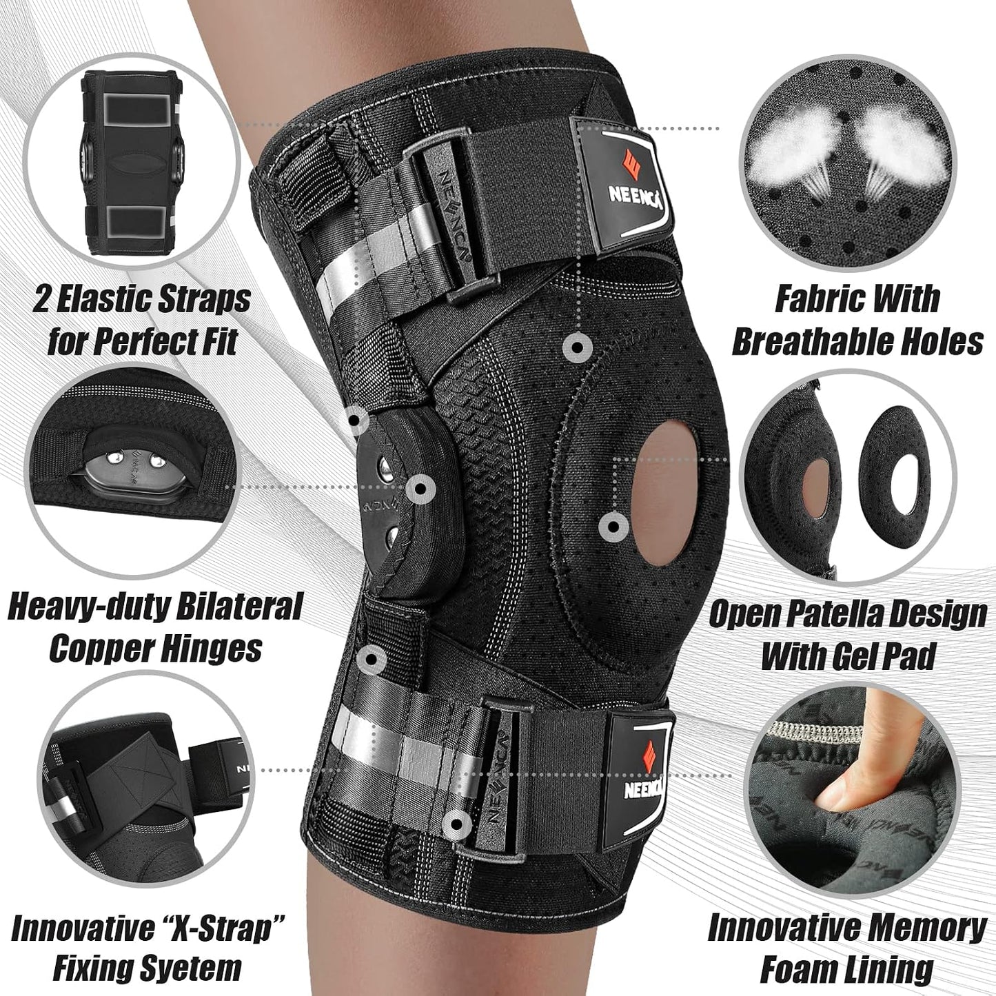 NEENCA Professional Knee Brace, Hinged Knee Support for Women & Men Relief