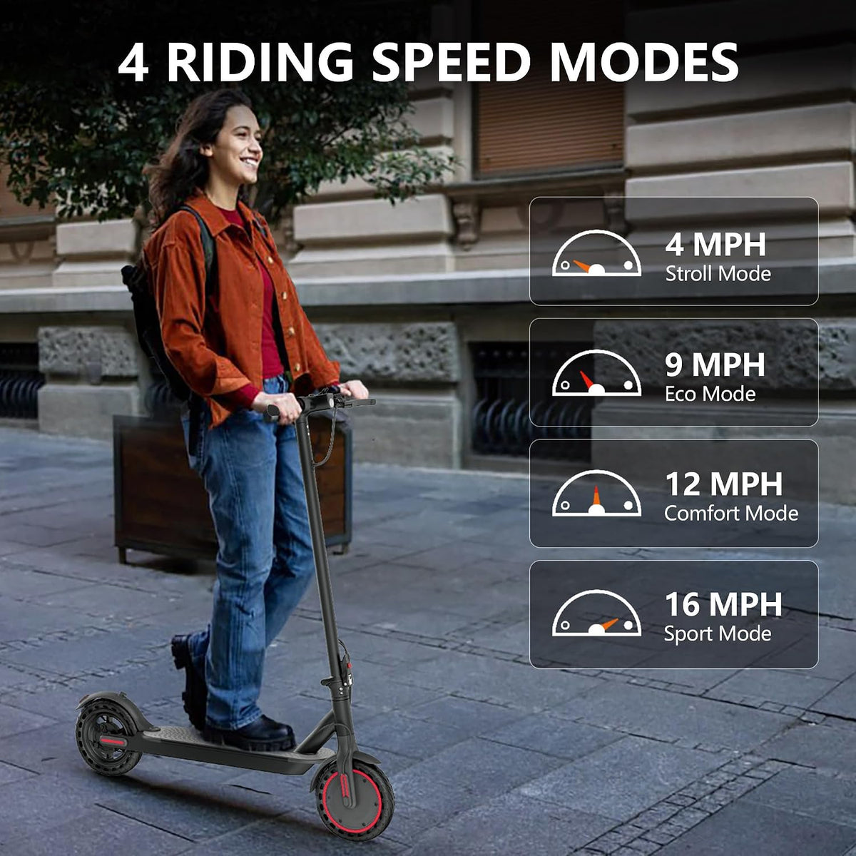 MAXSHOT V7 Electric Scooter for Adults, 350W Motor, Up to 19 MPH, 16-Mile Range, 8.5-Inch Solid Tires, Dual Suspension, Folding Commuter E-Scooter with App Control