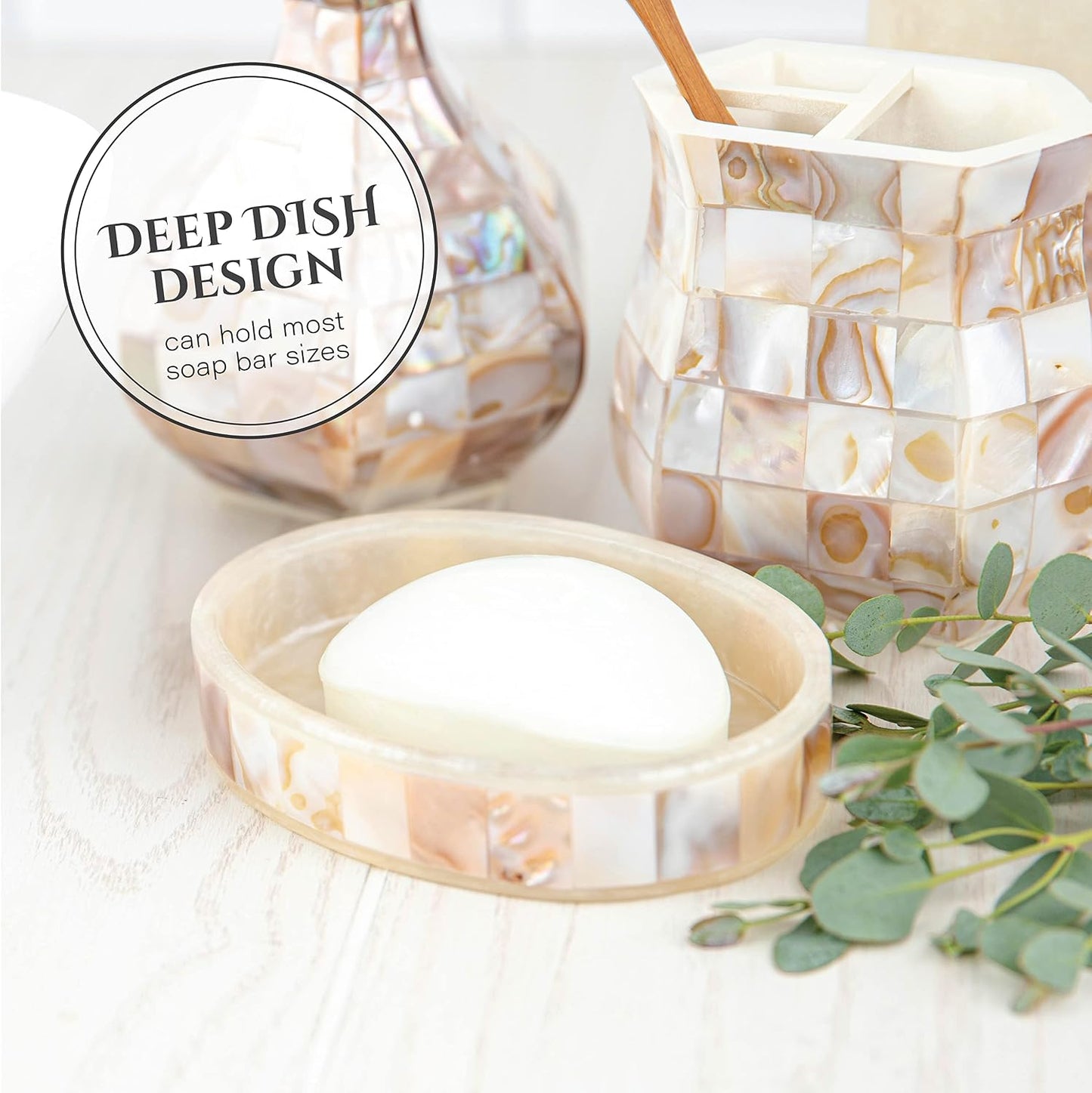 Milano Mother of Pearl 4 Piece Resin Bathroom Accessories Set