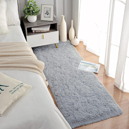 Chicrug Soft Runner Rug for Bedroom Living Room Plush Fluffy Rugs 2x6 Shag Furry Area Rug Carpet Non Shedding for Nursery Children Kids Girls Room Home Decorative, Grey