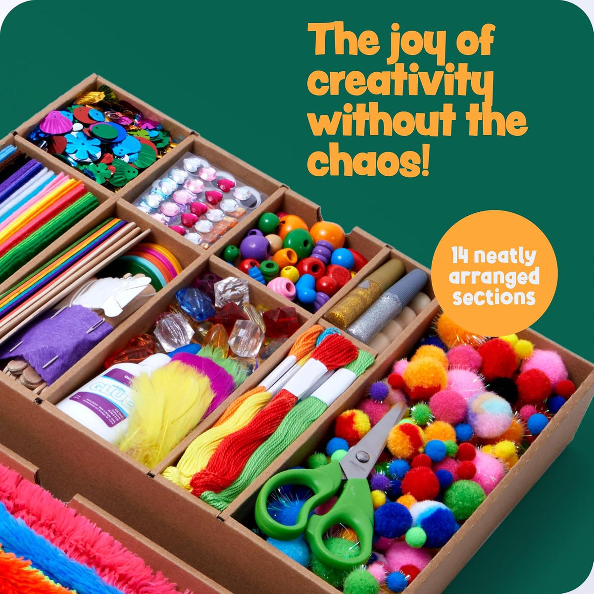 Dan&Darci Arts and Crafts Vault, 1000-Piece Craft Supplies Kit with 2-Drawer Storage Case, DIY Art & Craft Activity Set for Kids Ages 4–12, Multicolor