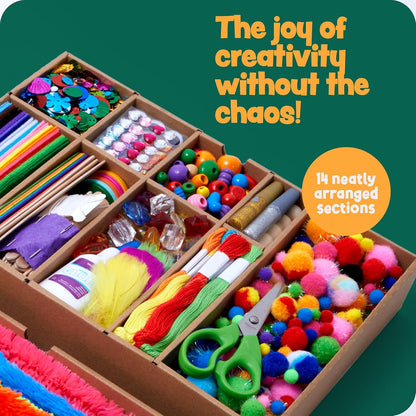 Dan&Darci Arts and Crafts Vault, 1000-Piece Craft Supplies Kit with 2-Drawer Storage Case, DIY Art & Craft Activity Set for Kids Ages 4–12, Multicolor