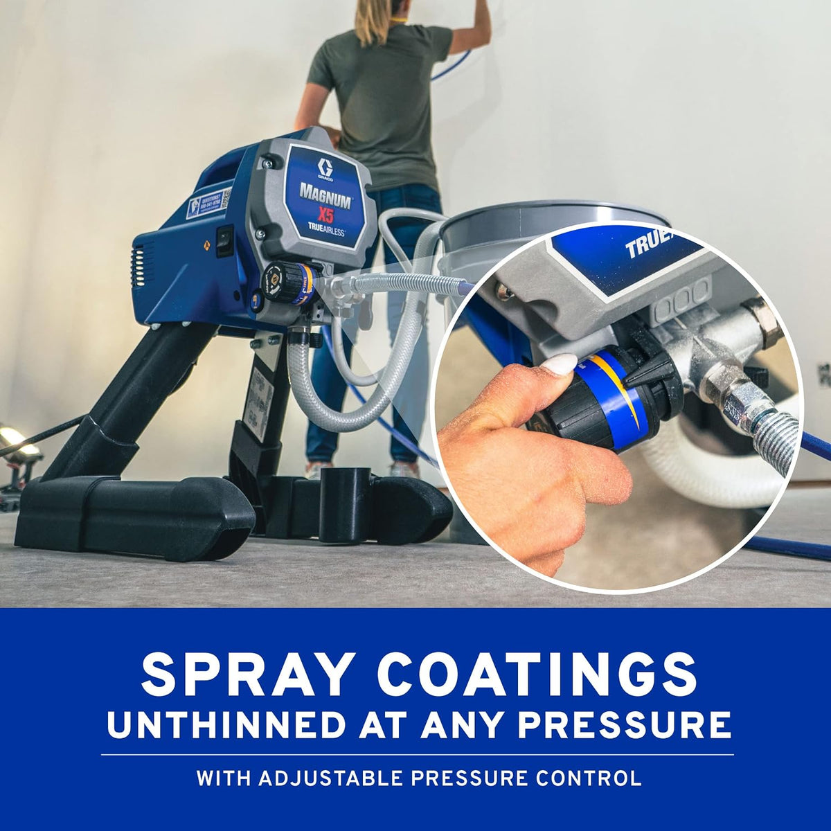 Graco Magnum X5 Airless Paint Sprayer, Interior & Exterior Model X5, 3000 PSI, Adjustable Pressure Control