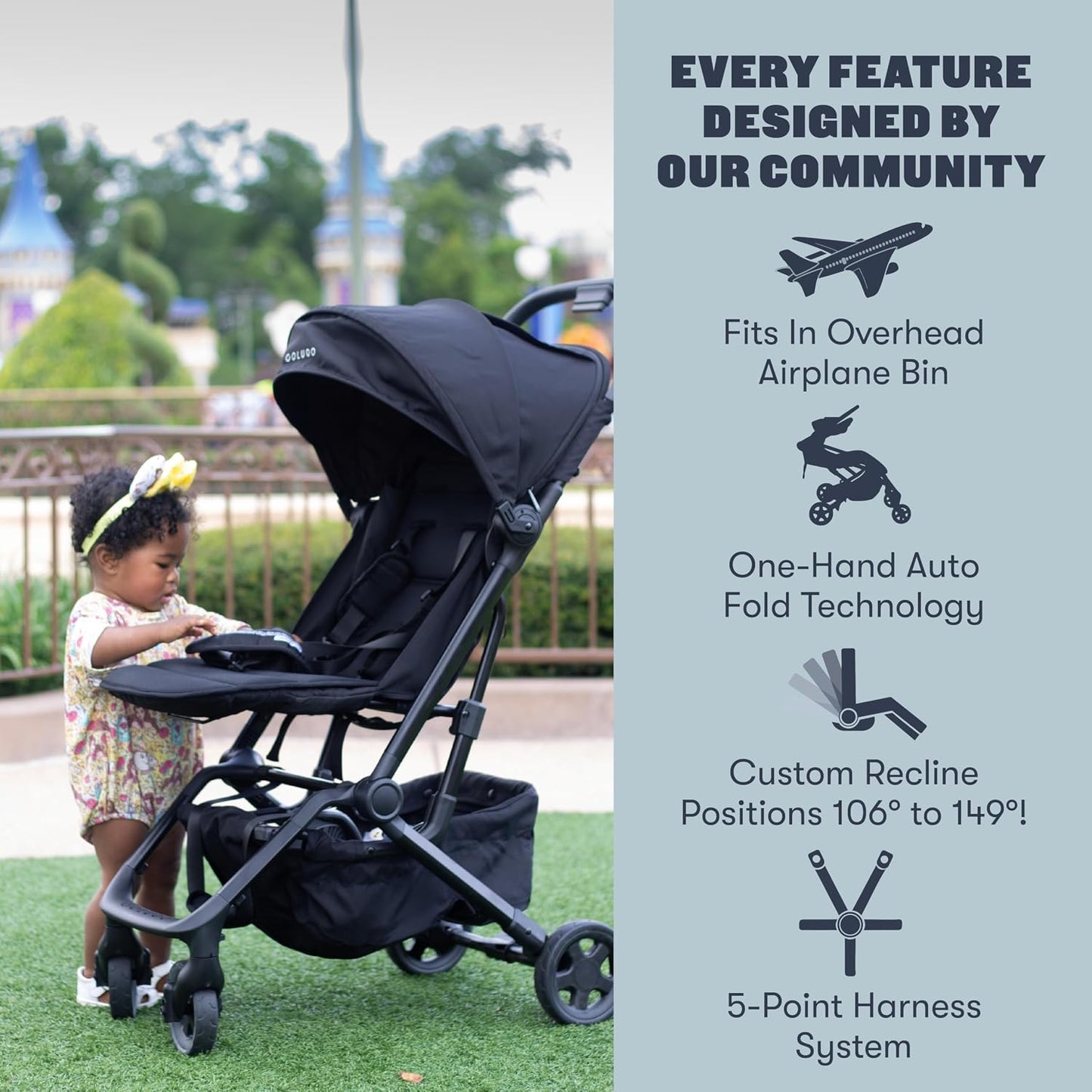 Colugo Compact Stroller+ Lightweight Travel Stroller, 16 lbs, One-Hand Fold