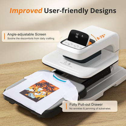 HTVRONT Auto Heat Press 2 - Adjustable Pressure Heat Press Machine 15X15 Heats Up Fast & Evenly Heat Press with Higher Heating Height for HTV, Sublimation, Heat Transfer Projects