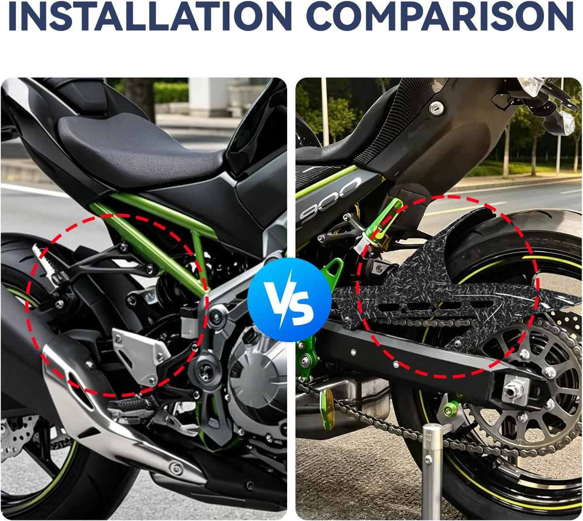 Rear Fender Mud Guard For Kawasaki Z900 2017-2023 (Carbon Fiber) ABS Plastic Rear Splash Protector, Blocks Mud & Water Splashes, Compatible With Kawasaki Z 900 2017-2023 Rear Wheel