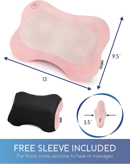 Zyllion ZMA-13 Shiatsu Back and Neck Massager with Heat, 3D Kneading Massage Pillow for Back, Neck, Shoulders, Legs and Feet, Pink
