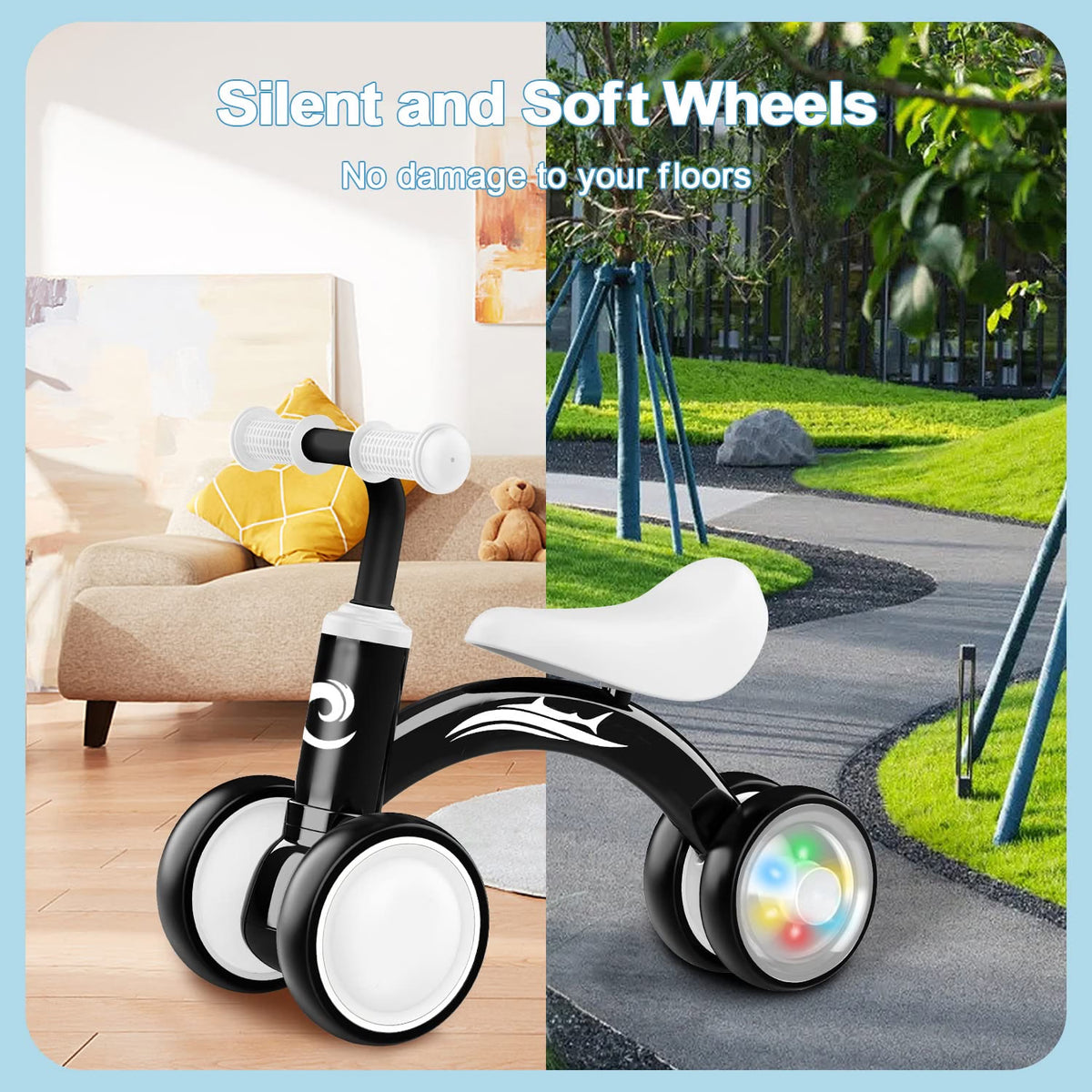 Gamfeiny Toddler Balance Bike with Light-Up Wheels, 10-36 Months