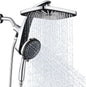 Rain Shower Head with Handheld Showerhead, Chrome 1.8GPM 460311 12" High Pressure Rainfall Shower Heads, 9 Sprays Handheld Showerheads, Magnetic Docking, Power Jets, 59" Shower Hose