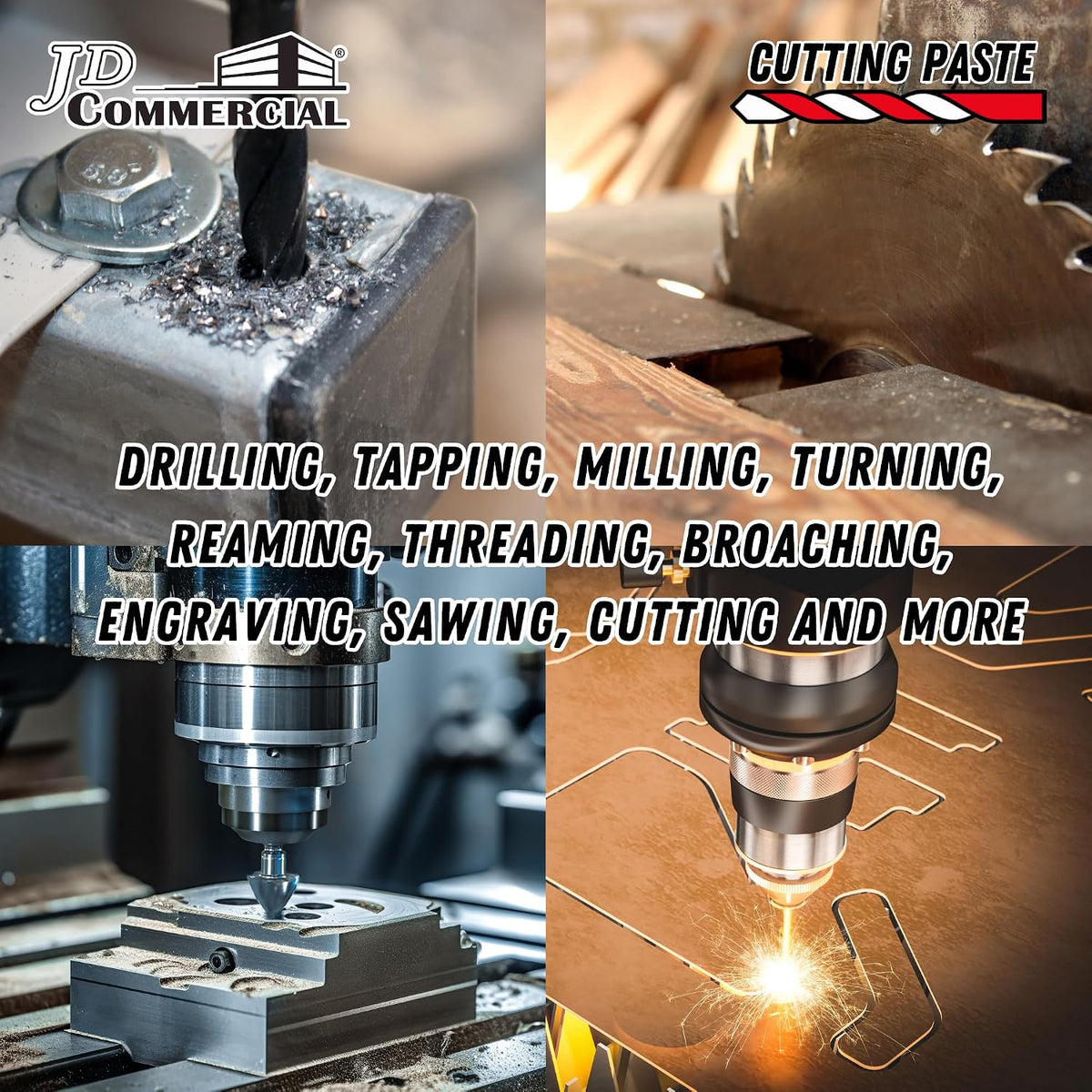 JD Commercial Cutting Paste 10 OZ, Metal Cutting, Tapping & Drilling Lubricant, Anti-Wear & Anti-Rust Formula for Drilling, Milling, Threading & Machining