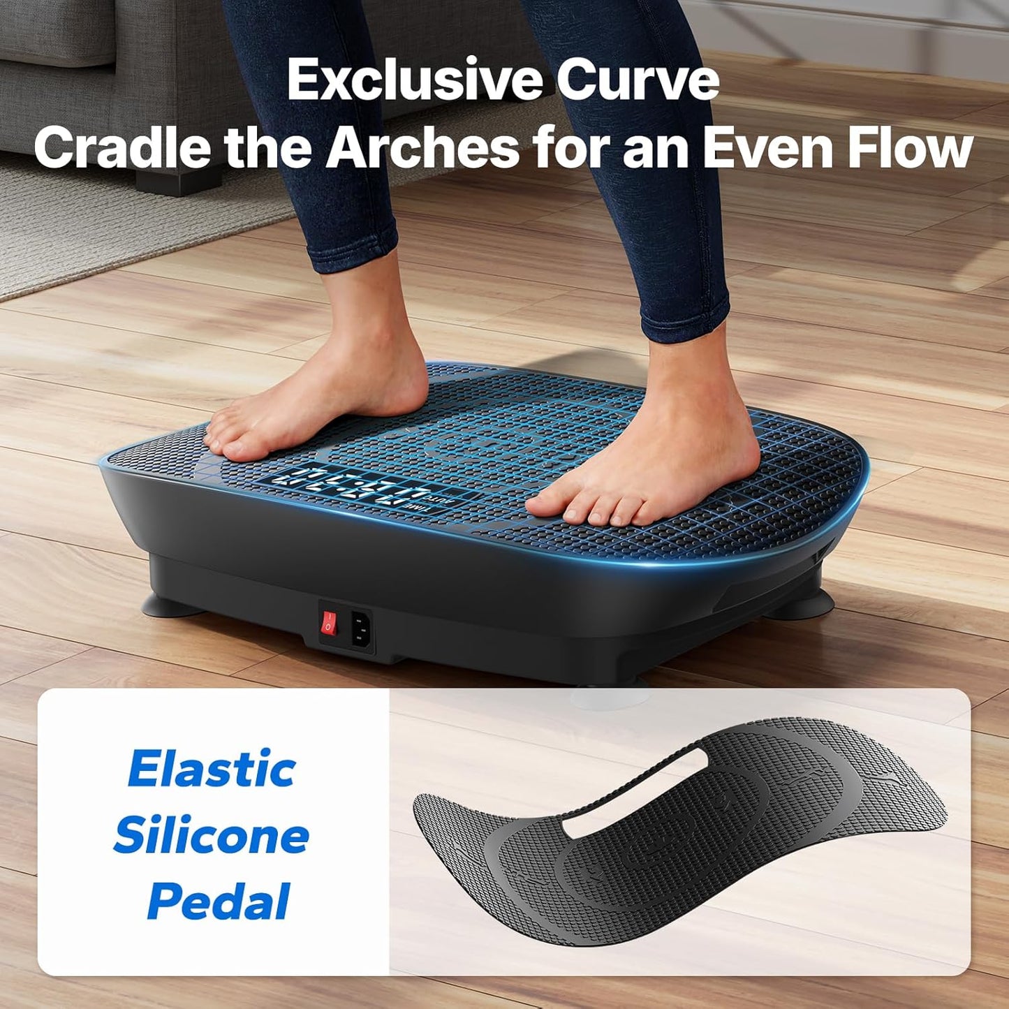 Merach CV30 Curved Vibration Plate Exercise Machine for Lymphatic Drainage Risistance Band, Vibrating Plate with Real-Time Calorie Tracking on LED Display, Fitness Equipment for Home Gym Women Men