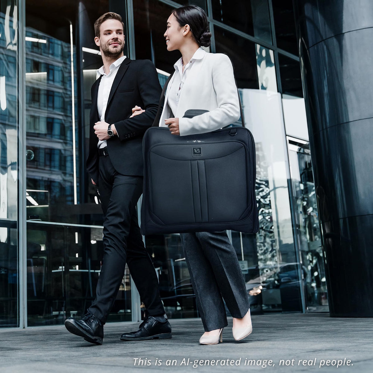 ZEGUR Premium Travel Garment Bag, Carry-On Suit Bag for Men & Women, 3-Suit Capacity with Shoe Pocket, Laptop Sleeve & Shoulder Strap, 1800D Polyester, Black