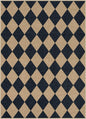 Lahome Checkered Easy Jute 5 x 7 Area Rug, Washable Indoor Outdoor Patio Rug, Low-Pile Non-Slip Geometric Diamond Carpet for Living Room, Dining Room, Backyard & Deck, Black/Charcoal