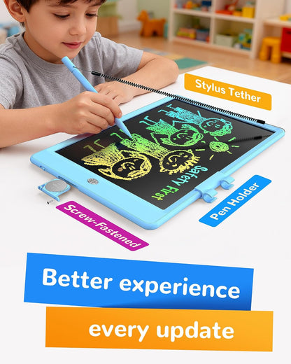 KOKODI LCD Writing Tablet for Kids, 10-Inch Colorful Doodle Board, Reusable Electronic Drawing & Writing Tablet for Boys & Girls Ages 3–5, Blue