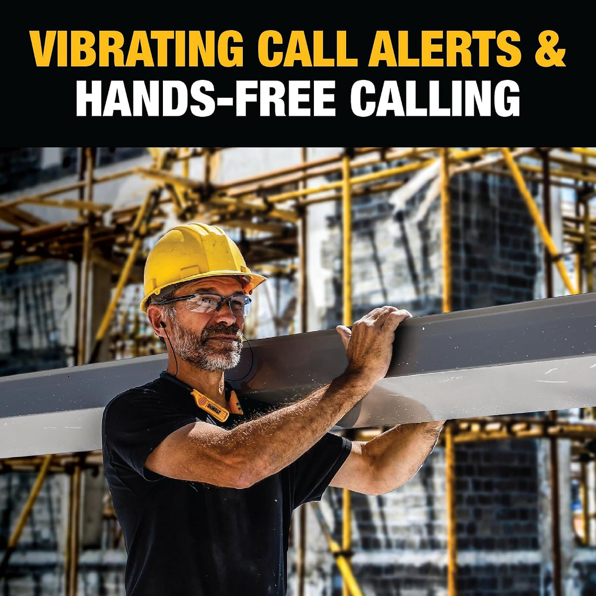 DEWALT Heavy Duty 2-in-1 Neckband Bluetooth Headphones w/Built-in Speakers, Jobsite Wearable Speaker & Around Neck Headphones, Wireless Bluetooth Headset, 60+ Hrs Hands-Free Music/Calls, Carry Pouch