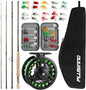 PLUSINNO Fly Fishing Rod and Reel Combo Kit, 9FT 5/6 Weight IM8 Graphite Fly Rod with Aluminum Reel, 2+1 Bearings, Floating Line, Flies & Carrier Case