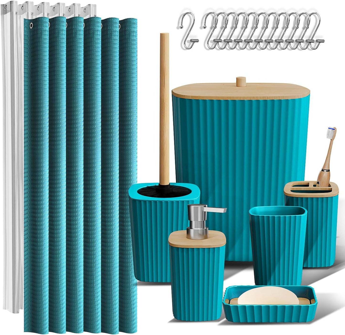Clara Clark Black Bathroom Set, Shower Curtain Set, Bathroom Accessory Set