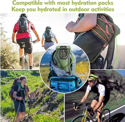 CHERAINTI 2L Hydration Bladder for Hiking Backpack, BPA-Free Leak-Proof Water Reservoir with Quick-Release Tube, High-Flow Bite Valve & Dust Cover, Military Green