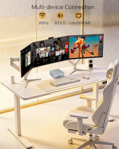 Glorlin Mini PC, AMD Ryzen 5 3501U CPU (Beats N95, Up to 3.7 GHz, 4C/8T) Small Desktop Computer 16GB DDR4 RAM 512GB NVMe SSD WiFi 6 Bluetooth 5.3 Dual HDMI DP Support Three 4K Display for Home Office