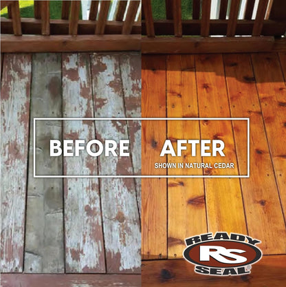 Ready Seal Exterior Wood Stain & Sealer, Natural Cedar, 5 Gallon 5 Gallon semi-transparent "Goof Proof" oil-based stain & sealer for decks, fences, siding & pergolas; no primer, no streaks.