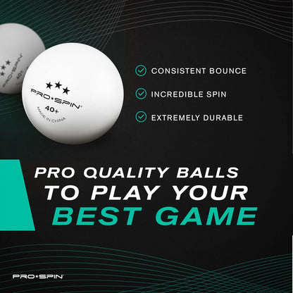 PRO-SPIN Ping Pong Balls, 3-Star Premium White Table Tennis Balls, 40+ ABS Professional-Quality Training Balls, 60-Pack