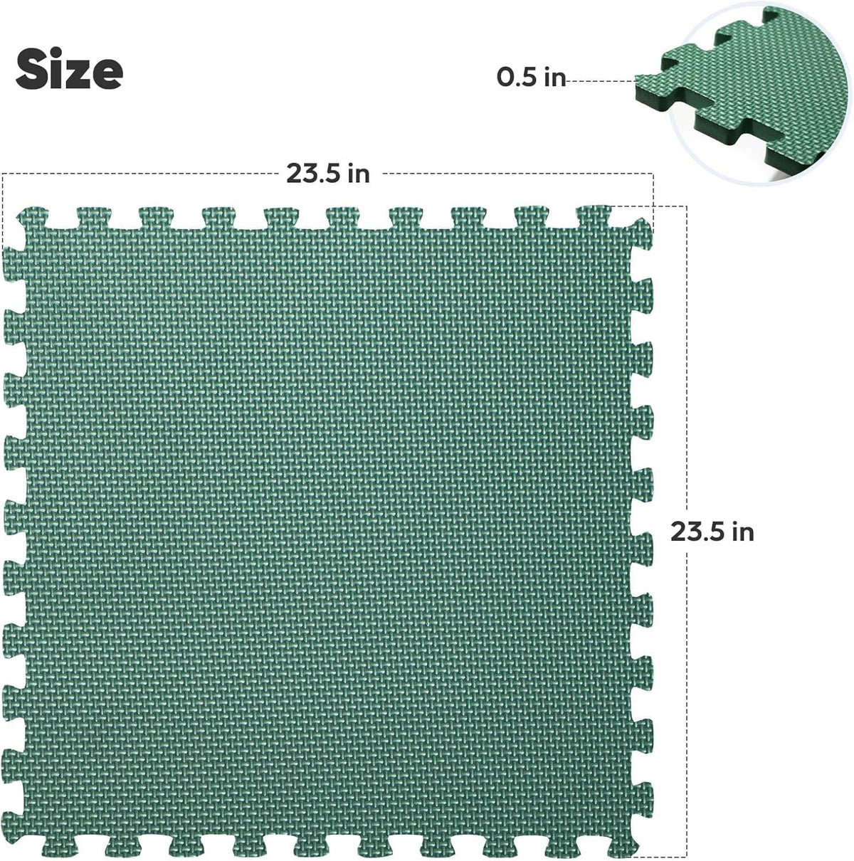 Nazhura 36-Pack Home Gym Mat, 144 Sq Ft EVA Interlocking Foam Exercise Floor Tiles, 24 x 24 x 1/2 Inch Puzzle Mats for Home Gym, Workout Equipment & Kids' Play Areas, Green