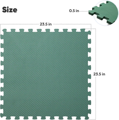 Nazhura 36-Pack Home Gym Mat, 144 Sq Ft EVA Interlocking Foam Exercise Floor Tiles, 24 x 24 x 1/2 Inch Puzzle Mats for Home Gym, Workout Equipment & Kids' Play Areas, Green