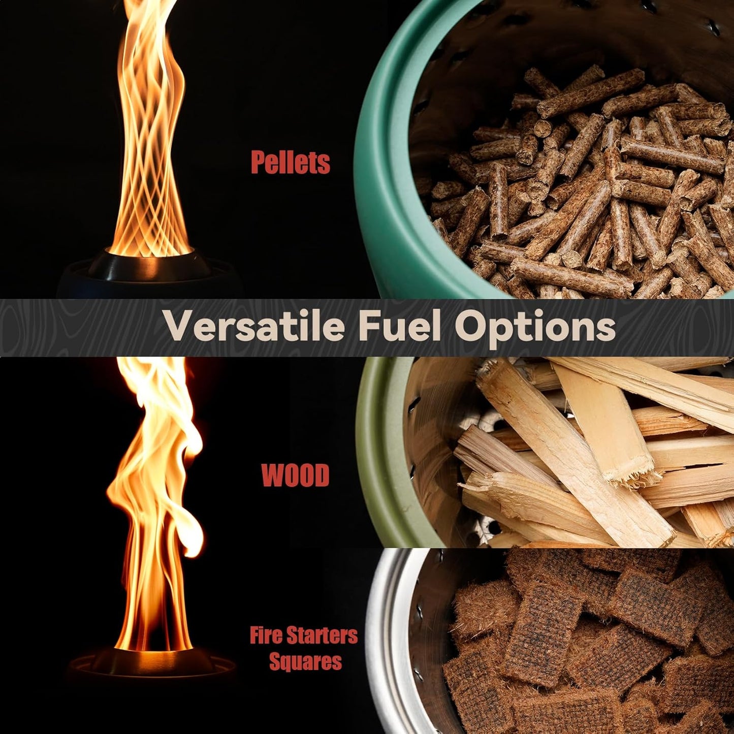 Portable Smokeless Fire Pit, 9.5” Stainless Steel Camp Stove, Blue FP055