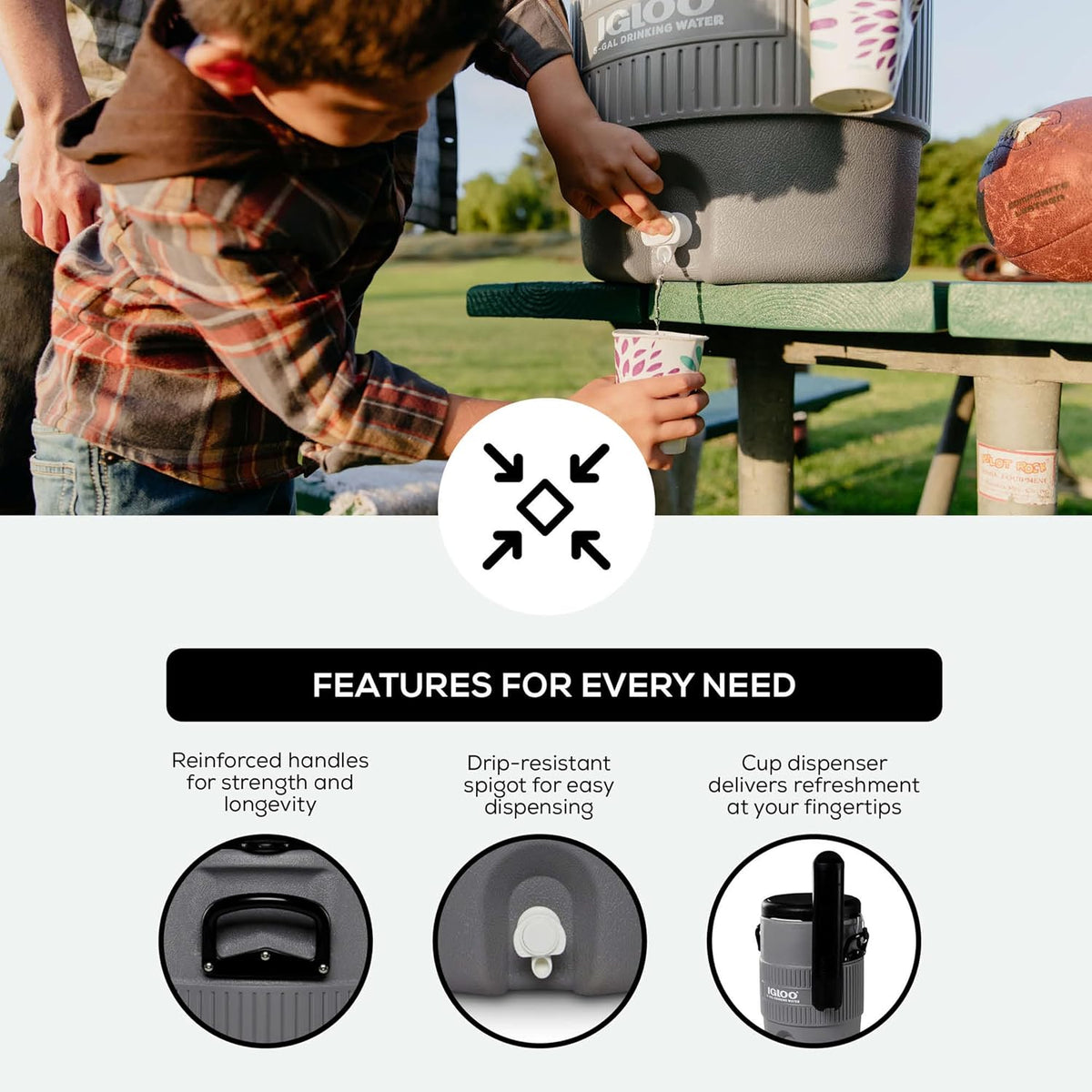 Igloo Sports Cooler | Insulated Beverage Dispenser with Spout |Portable Handwashing Station