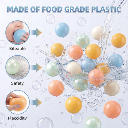 HyperionFlo Essentials Clear Ball Pit Balls, Crush-Resistant Plastic Play Balls with Zipper Storage Bag, 5.5 cm, Orange & Teal, 170-Pack