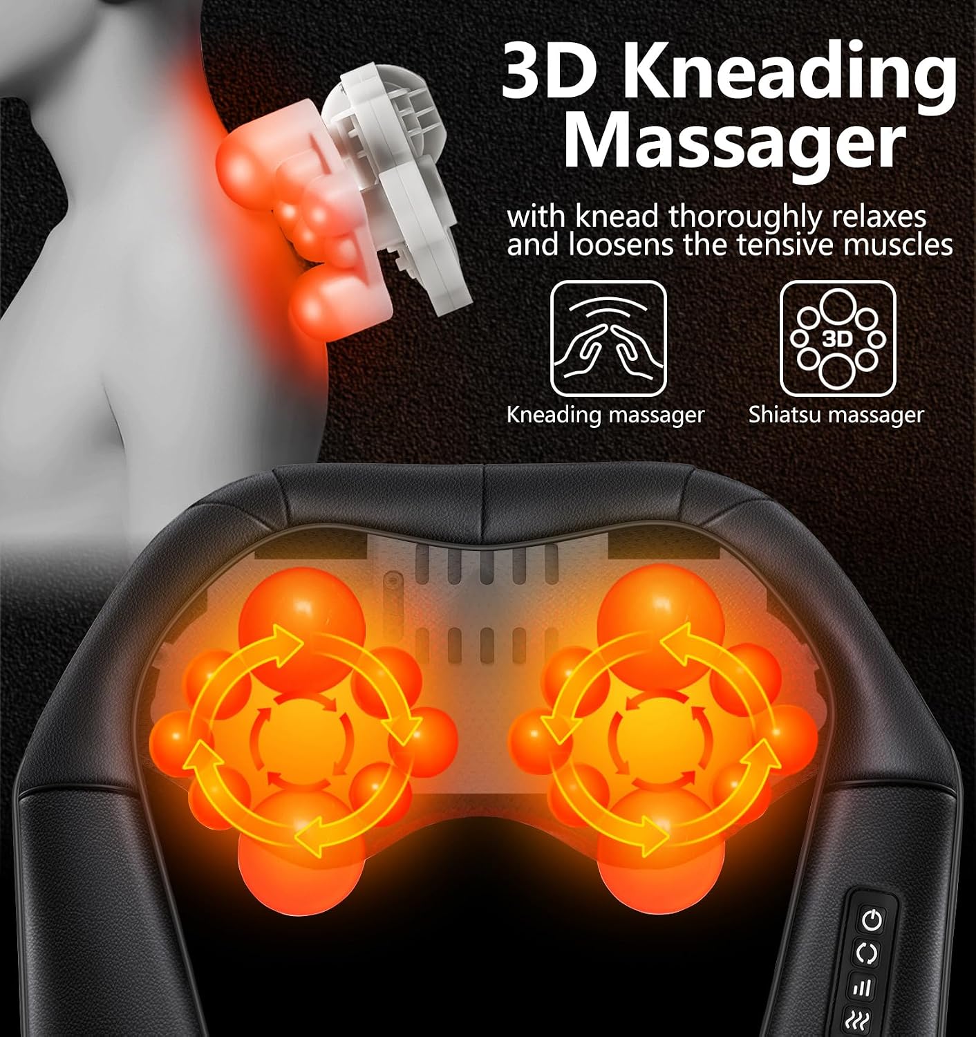 Neck Massager for Pain Relief Deep Tissue with Heat, Gifts for Women Men Shiatsu Back and Shoulder Massage, Mothers Day Gifts for Mom Wife, Christmas, Fathers Day Dad Gifts for Husband, NOT Cordless