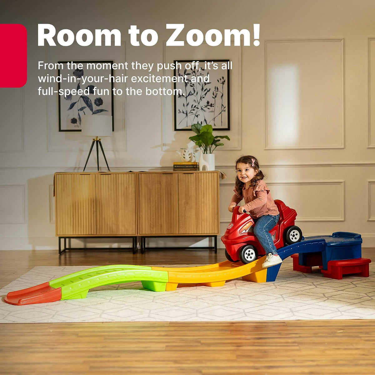 Step2 Up & Down Roller Coaster Kids Ride-On Toy, 9-Foot Track with ATV-Style Car, Indoor & Outdoor Toddler Playset, 50 lb. Weight Capacity, Multicolor