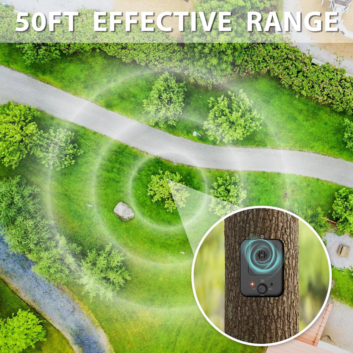HyperionFlo Essentials Automatic Ultrasonic Dog Bark Deterrent, Rechargeable Bark Control Device with 3 Ultrasonic Frequencies, Indoor & Outdoor Use, IPX4 Waterproof