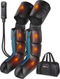 SHINE WELL Air Compression Leg Massager with Heat, Foot Calf & Thigh Compression Boots, 3 Massage Modes, 3 Intensity Levels, Sequential Compression Therapy, Auto Shut-Off