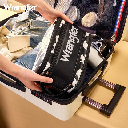 Wrangler Large Makeup Bag Travel Toiletry Bag Portable Cosmetic Bag Cute Makeup Organizer with Handle and Multiple Pockets & Dividers for Women