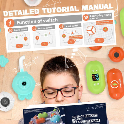SMILESSKIDDO Science Kits Electronics STEM Kit, 420+ Projects, 35 Circuit Parts, Snap-Together Science Experiments for Kids, Physics Learning Toy