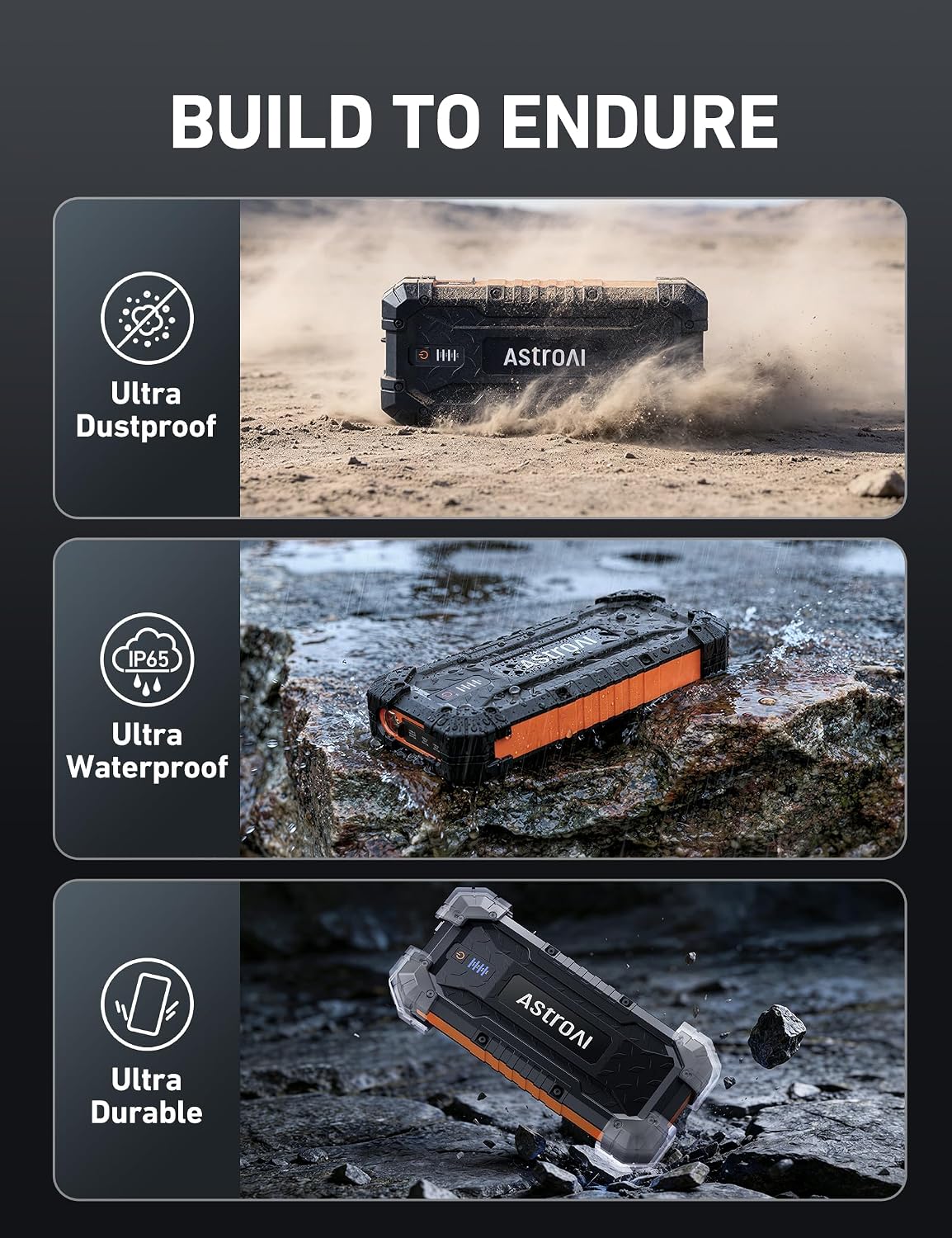 AstroAI S8 Ultra 12V 4000A Lithium Jump Starter Up to All Gas/12L Diesel Heavy-duty Battery Booster with Smart Jumper Cables, Type-C Power Bank, 3-Mode LED Flashlight, Rugged Protection, Orange
